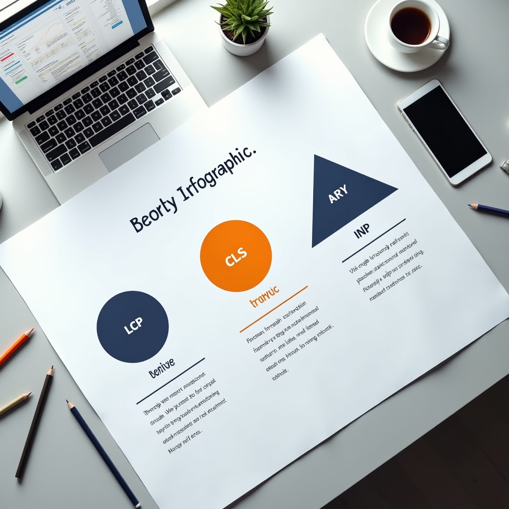 Infographic style visualization of Core Web Vitals metrics with clean geometric layout